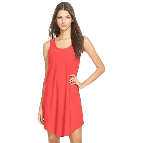 Leith Red Cayenne Racerback Curved Hem Tank Dress Size Small - Picture 1 of 7